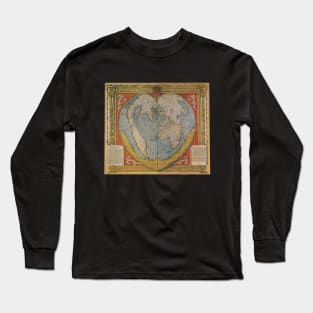 Antique Heart Shaped Map by Oronce Fine of the Dauphine, 1534 Long Sleeve T-Shirt